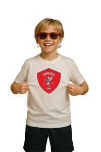 Tricou copii cu logo stema AC Perugia Italia, din bumbac 100% - Img 3