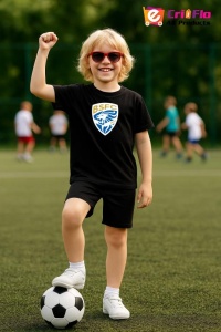 Tricou copii cu logo stema Brescia calcio Italia, din bumbac 100% - Img 7