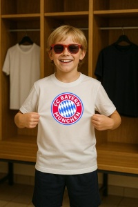 Tricou copii cu logo stema FC Bayern München Germania, din bumbac 100% - Img 8