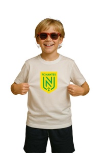Tricou copii cu logo stema FC Nantes Franta, din bumbac 100% - Img 3