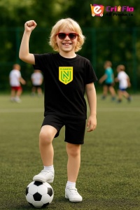 Tricou copii cu logo stema FC Nantes Franta, din bumbac 100% - Img 6