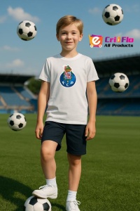 Tricou copii cu logo stema FC Porto Portugalia, din bumbac 100% - Img 10