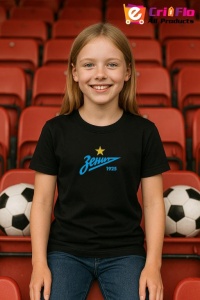 Tricou copii cu logo stema FC Zenit Rusia, din bumbac 100% - Img 4