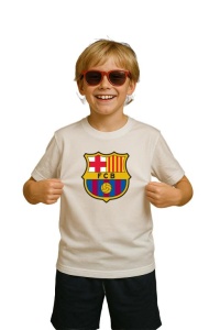 Tricou copii cu logo stema FCB Spania, din bumbac 100% - Img 3