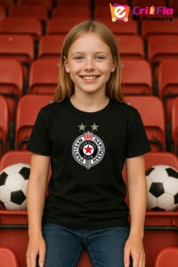Tricou copii cu logo stema FK Partizan Serbia, din bumbac 100% - Img 5