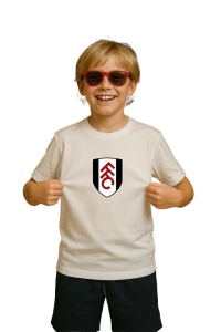 Tricou copii cu logo stema Fulham FC Anglia, din bumbac 100% - Img 3