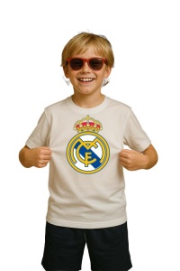 Tricou copii cu logo stema Real Madrid CF Spania, din bumbac 100% - Img 3