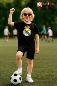 Tricou copii cu logo stema Real Madrid CF Spania, din bumbac 100% - Img 7