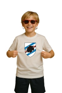 Tricou copii cu logo stema UC Sampdoria Italia, din bumbac 100% - Img 3