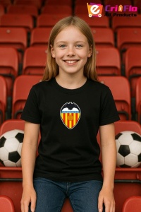 Tricou copii cu logo stema Valencia_CF Spania, din bumbac 100% - Img 5