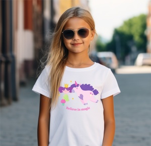 Tricou copii din bumbac 100%, personalizat cu Believe in Magic - Cadou - Img 2