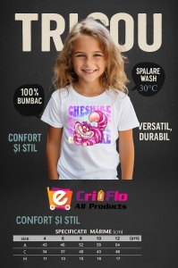 Tricou Copii din bumbac 100%, personalizat cu personajul Cheshire Cat - Img 4