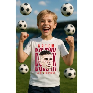 Tricou Copii din bumbac cu fotbalistul Artem Dovbyk-AS Roma