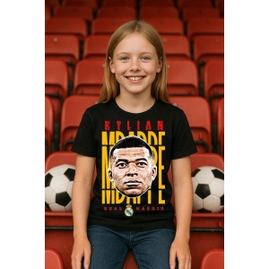 Tricou Copii din bumbac cu fotbalistul Kylian Mbappe-Paris Saint-Germain - Img 4