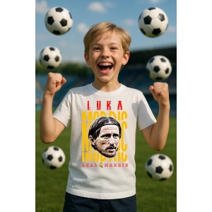 Tricou Copii din bumbac cu fotbalistul Luka Modric-Real Madrid - Img 6