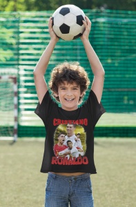Tricou copii din bumbac personalizat cu jucatorul de fotbal Cristiano Ronaldo Portugalia - Cadou