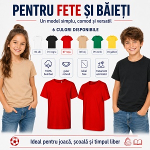 Tricou Copii Edge Malfini – 100% Bumbac, Confortabil, Fete și Băieți, 6 Culori