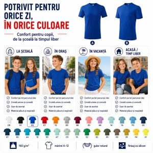 Tricou Copii Simplu din bumbac pentru Băieți 135 - Img 9