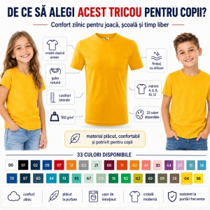 Tricou Copii Simplu din bumbac pentru Fete 135 - Img 2