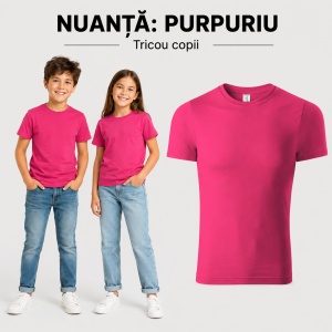Tricou copii simplu tip tommy – 100% bumbac, unisex, confortabil pentru fete și băieți - Img 15