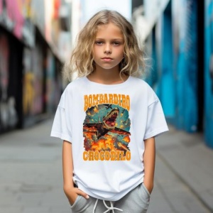 Tricou Copii Tralalelo Tra la la Bombardiro Crocodilo Funny Brainrot Italian Brainrot Meme T-Shirt - Img 4