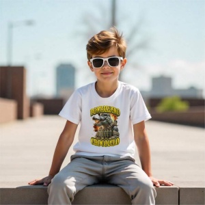 Tricou Copii Tralalelo Tra la la Italian Brainrot Bombardino Crocodilo Funny Meme T-Shirt - Img 3