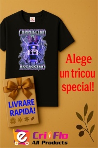 Tricou Copii Tralalelo Tra la la Italian Brainrot Cappuccino Assassino, Funny Cappuccino Meme T-Shirt - Img 6