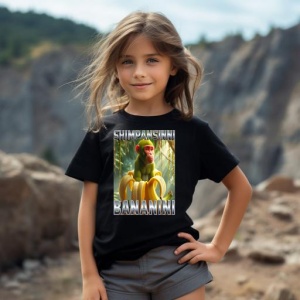 Tricou Copii Tralalelo Tra la la Shimpansinni Bananini Monkey Banana Italian Brainrot Meme T-Shirt - Img 3