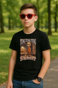 Tricou Copii Tralalelo Tra la la Tung Tung Sahur Funny Italian Brainrot Meme Graphic T-Shirt (1) - Img 4