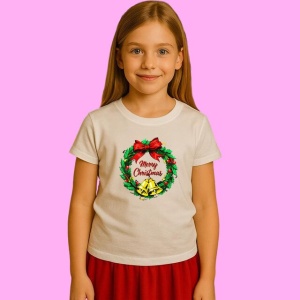 Tricou Coronita De Craciun Merry Christmas 2, din bumbac 100%, tricou alb, Copii | Dama | Barbat