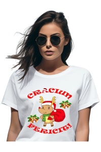 Tricou Craciun dama - Merry Christmas Gifting Reindeer
