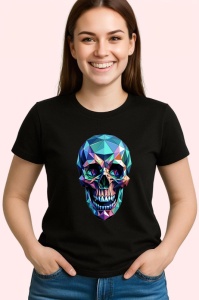 Tricou Craniu Colorat Poligonal, Copii | Dama | Barbat, culoare negru - Img 4