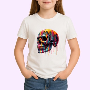 Tricou Craniu inflacarat cu culori neon fundal alb Copii | Dama | Barbat - Img 4
