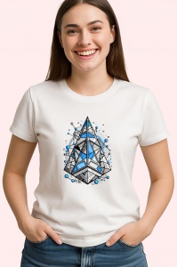 Tricou Cristal Geometric Albastru Abstract, Copii | Dama | Barbat - Img 3