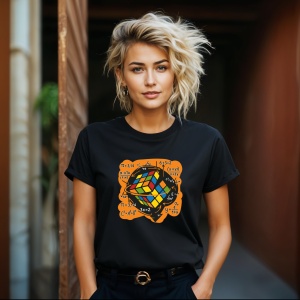 Tricou Cub Rubik si formule matematice Negru, Copii | Dama | Barbat - Img 7