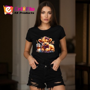 Tricou Cute baby cow milkshake, vitel adorabil cu milkshake, Copii | Dama | Barbat , tricou negru - Img 7