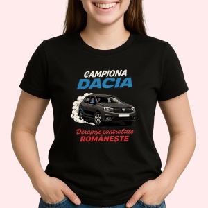 Tricou Dacia Sandero Derapaje Controlate Romaneste Negru, Copii | Dama | Barbat