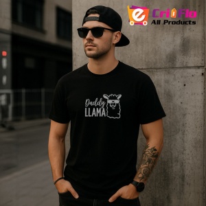 Tricou Daddy Llama Personaj Amuzant Ochelari, din bumbac 100%, tricou negru Copii | Dama | Barbat - Img 5