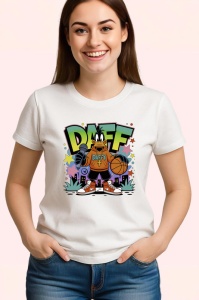 Tricou Daff hanorac portocaliu cu minge in mana Copii | Dama | Barbat Barbat - Img 1
