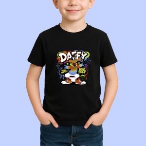 Tricou Daffy beat drop cu explozie de culoare Copii | Dama | Barbat, negru - Img 3