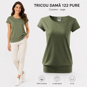 Tricou Damă 100% Bumbac cu Bandă Jos – Croială Lejeră, 22 Culori, XS-3XL - Img 12