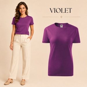 Tricou damă basic clasic din bumbac 100%, cambrat, 23 culori, XS - 2XL - Img 19