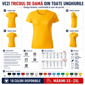 Tricou Damă Basic Free din Bumbac, Guler Rotund, Croială Cambrată, Fără Etichetă, 18 Culori, XS–2XL - Img 5