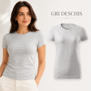 Tricou Damă Basic Free din Bumbac, Guler Rotund, Croială Cambrată, Fără Etichetă, 18 Culori, XS–2XL - Img 15