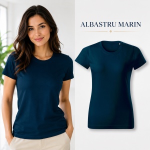 Tricou Damă Basic Free din Bumbac, Guler Rotund, Croială Cambrată, Fără Etichetă, 18 Culori, XS–2XL - Img 25