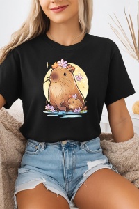 Tricou dama CapyBara - Capybara si Mini capy