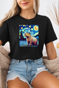 Tricou dama CapyBara - pictat in stil Van Gogh