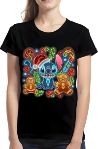 Tricou dama craciun - NEON CHRISTMAS STITCH - stitch, craciun, extraterestru, copii
