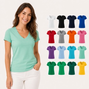 Tricou Damă cu Decolteu în V Malfini – Bumbac 95%, XS-3XL