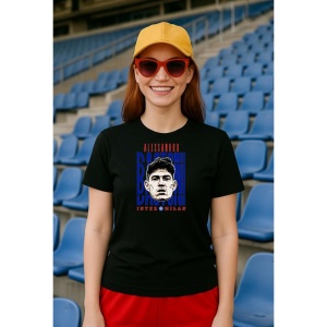Tricou Dama cu fotbalistul Alessandro Bastoni-Inter Milano din bumbac 100% - Img 2